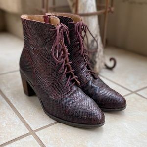 Lucky Brand “Percee” Leather Snakeskin Booties 9.5